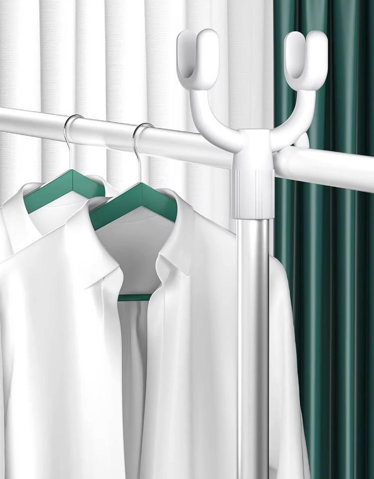 Telescopic Clothes Drying Pole with Forked Support for Dormitory Use