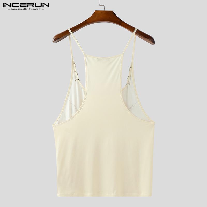 INCERUN Men Sling Sleeveless Low Cut Print Tank Tops Camisole Undershirts