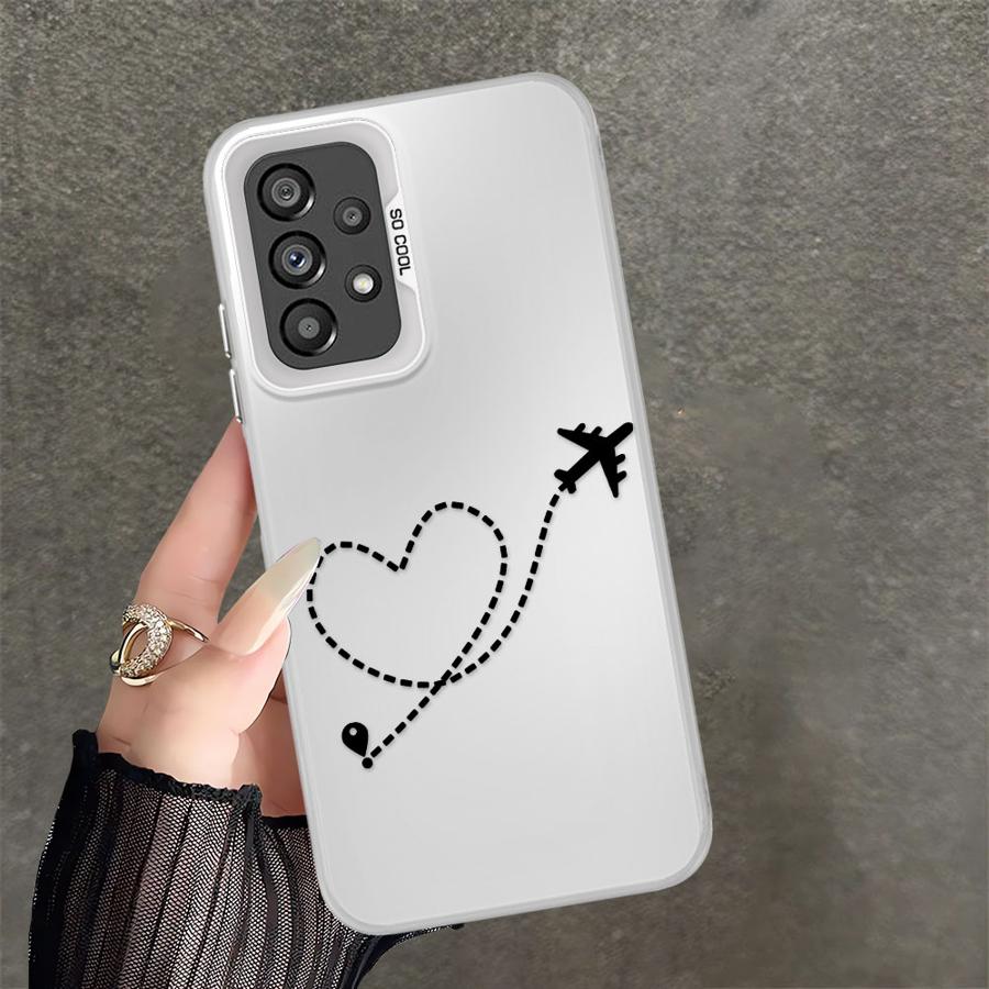 Case for Samsung Galaxy A54 A23 A71 A17 A52 A32 A36 A16 A34 A12 A13 A72 A14 A56 A25 A73 Phone Cover Line Airplane Topographic