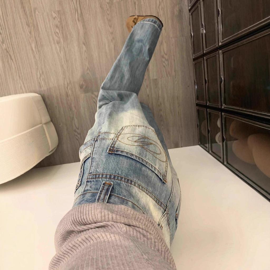 2025 Plus Size High Waist Light Blue Wide Leg Jeans for Women