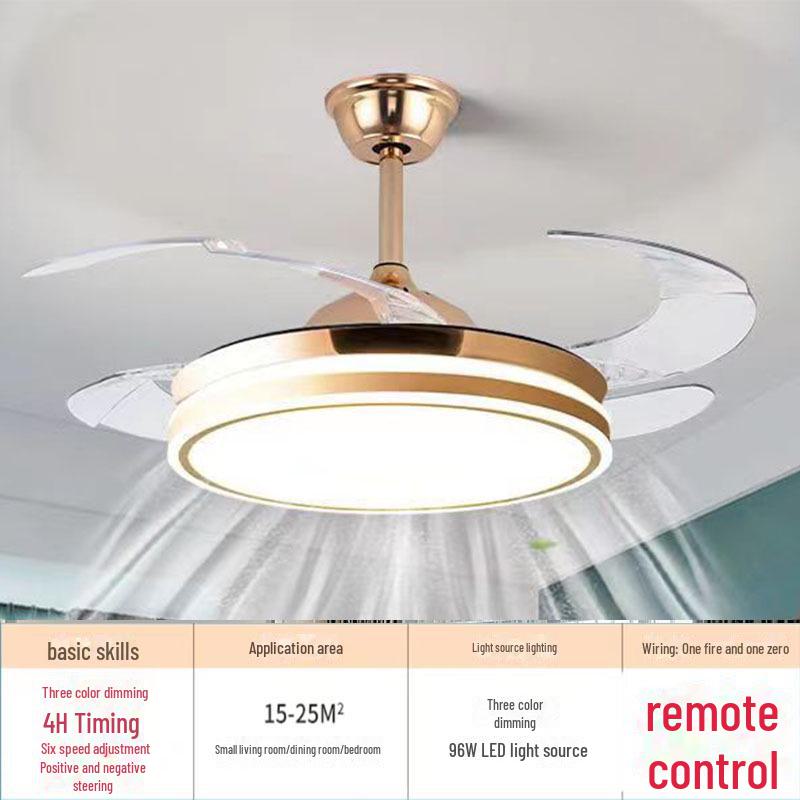 Invisible Ceiling Fan with LED Light - Silent, High Wind, For Living Room & Bedroom
