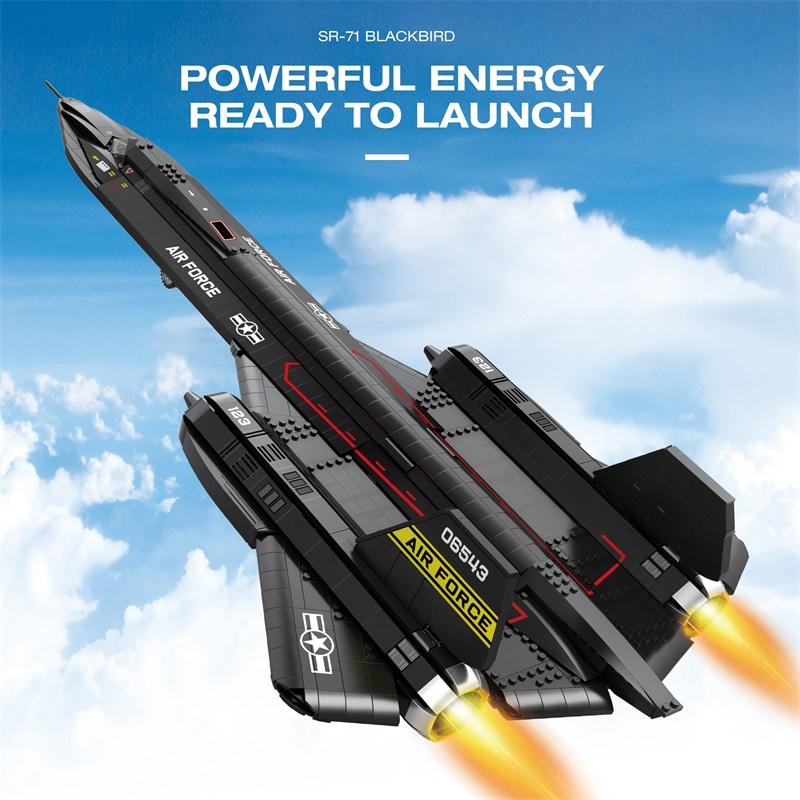 Non-Toxic Sr-71 Blackbird Fighter Building Blocks Air Force Reconnaissance Aircraft Plane Model Bricks Collection Display Kids Toys Gifts
