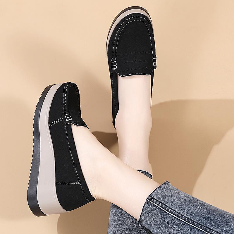 Frühling/Herbst Damen Slipper Plateauschuhe: Größen 35-43, Übergröße, Lässige Mama-Schuhe mit dicker Sohle