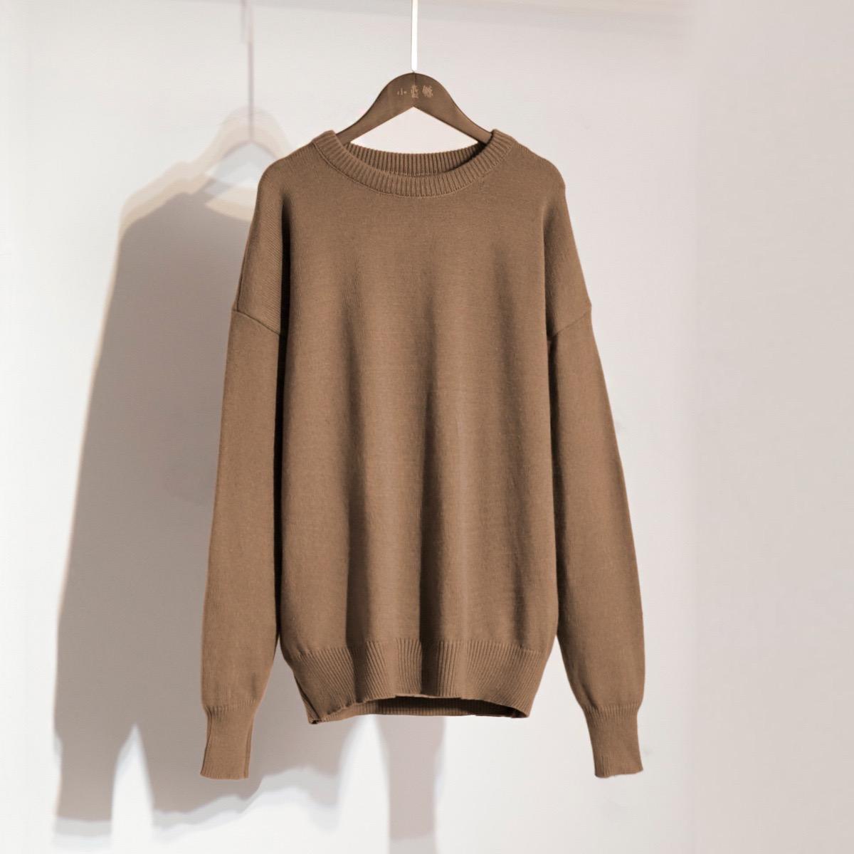 

VAYLA Women s Knitted Sweater Fall Winter Pullover Long Sleeve Knitted Top Women s Pullover Street Loose Sweater S коричневий