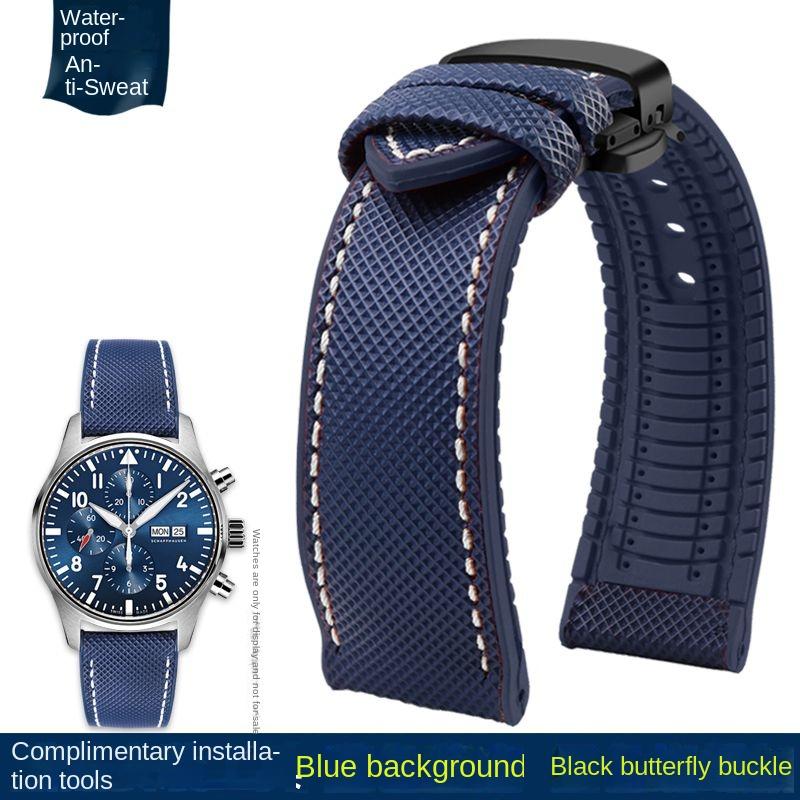 20mm 22mm 23mm 24mm Nylon Rubber Bottom Waterproof Watch Band for Longines IWC Pilot Mark 18 Seiko Omega Series Watchband Strap