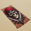 Calavera Pirata Madera Toalla de Playa Estampado Pañuelo Rojo Secado Rápido Microfibra Suave Toalla de Baño Para Hombres Mujeres Verano Fiesta en Piscina