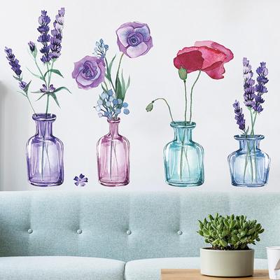 Flower Vase Wall Sticker Decor Multipurpose Elegant Decal Art Mural for Porch TV