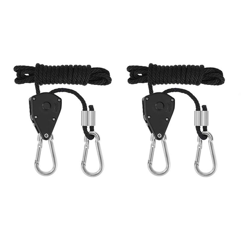 

2PCS Rope Ratchet Heavy Duty 1/8 Adjustable Lifting Pulley Hook for Tent Fan Lanyard Hanging Grow Plant Lamp Awning Wind Rope