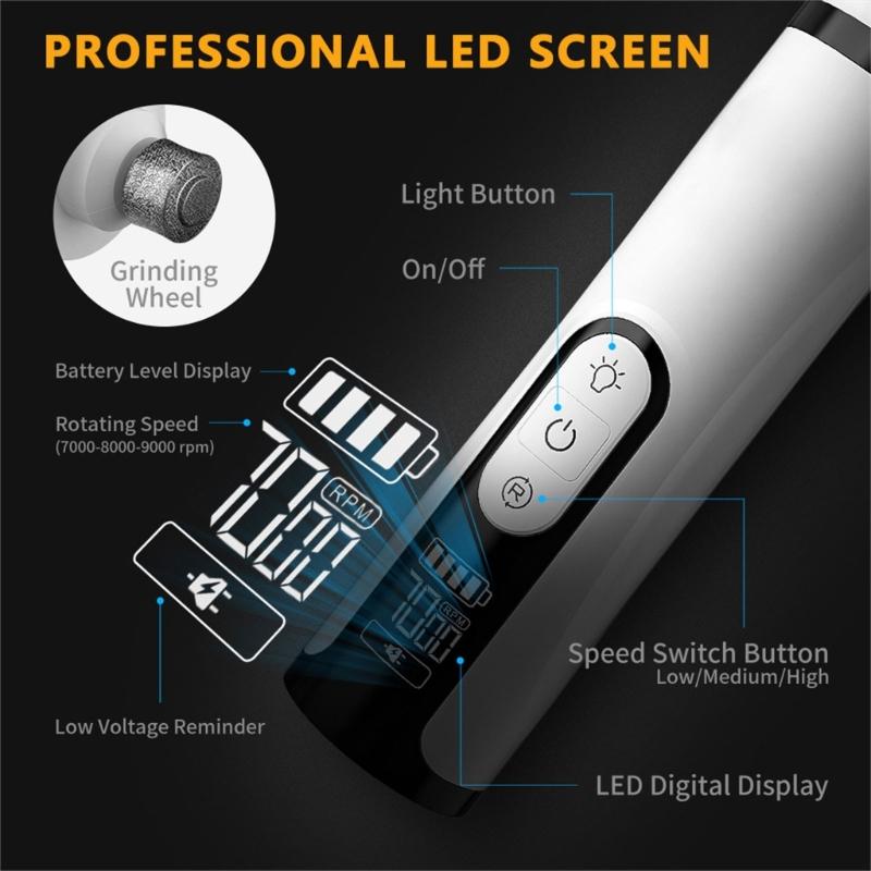 Quiet Rechargeable Dog Cats Nail Trimmer With Low Noise Motor And 3 Speed For Grooming
