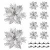 10Pcs with Clips Artificial Flowers for Christmas Tree Christmas Fake Flowers Pendant  Home Decor