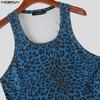 INCERUN Men Sleeveless Print Casual Fitted Tank Tops Sport Gym Basic Vest