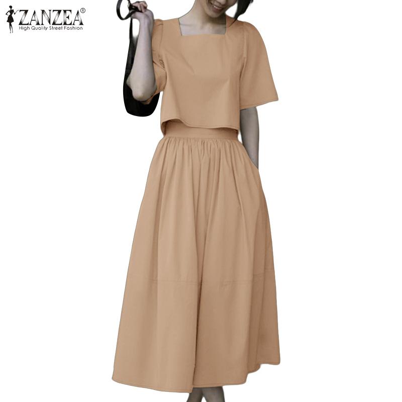 ZANZEA Women Short Sleeve Blouse and Wide Leg Pants Summer Two Piece Suit Sets