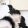 Dark Style Cosplay Hair Hoop Halloween Headbands, Black Spider Bat Headband, Glitter Fluffy Creative Headgear for Women, Teens, Cosplay, Costume