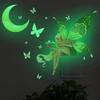 Glow in The Dark Butterfly Fairy Wall Sticker Luminous Moon Butterflys Wall Decals Cartoon Flower Fairy Princess Wall Stickers