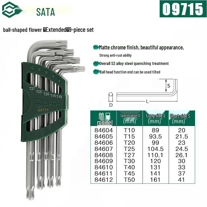 Zestaw kluczy Torx i sześciokątnych calowych SATA