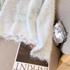 Women's Beaded Flower Faux Mink Knit Sweater