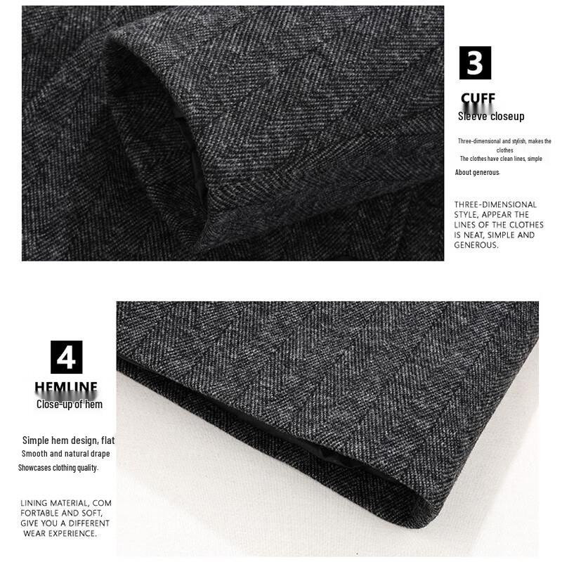ROMON Men's Mid-Length Business Wool Blend Coat