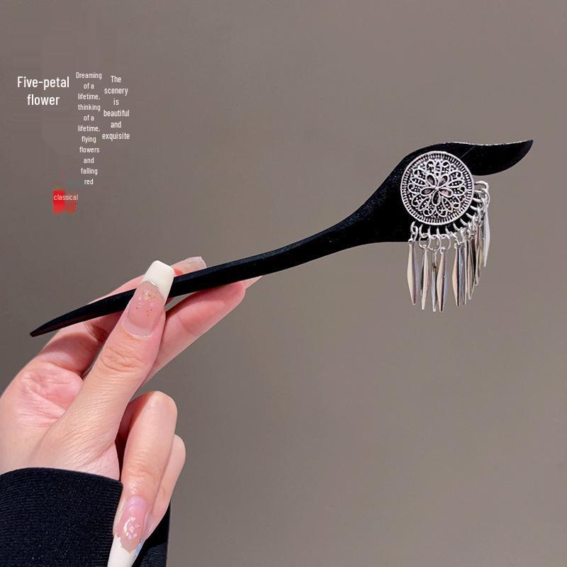 Traditional Sandalwood Hairpin for Chinese Cheongsam & Hanfu Updo