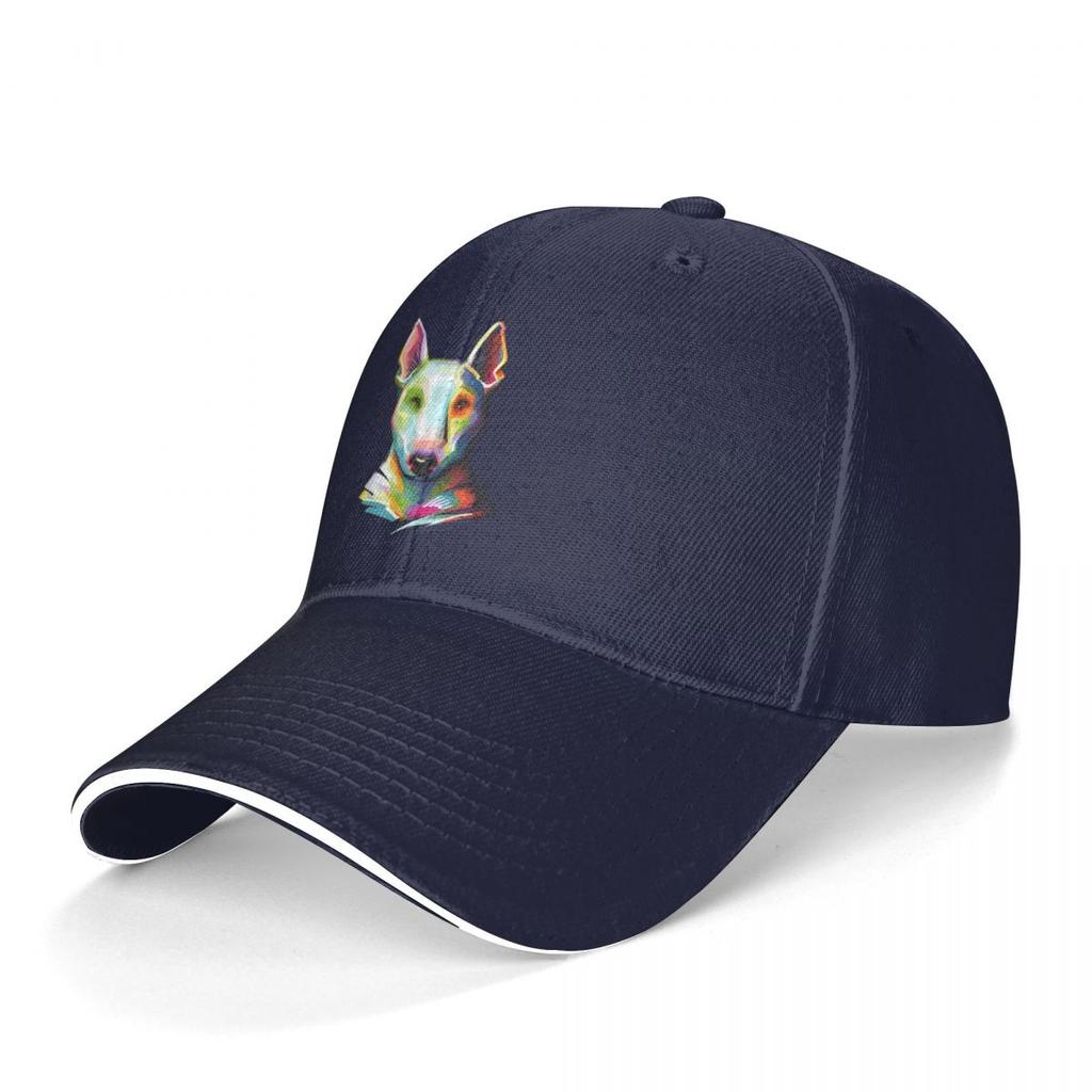 Bull Terrier Baseball Cap Bull Terrier Colorful Painting Wholesale Polyester Fitted Baseball Hat Drummer Outdoor Logo Cap