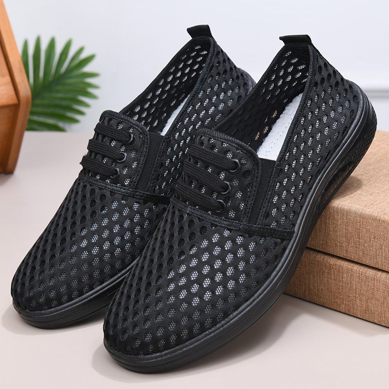 Men's Mesh Shoes Summer Breathable Hollow Thin Casual Shoes Anti Slip Lightweight Wear-resistant Sandals for Men