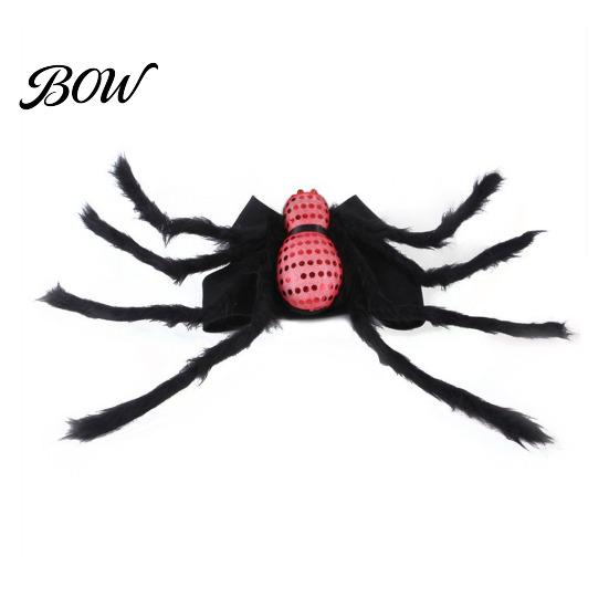 Pet Party Supplies for Dogs Spider Costume, Halloween Cat Outfit with Skull Face, Black Funny Apparel Holiday Cats Cosplay Photo Props Easy