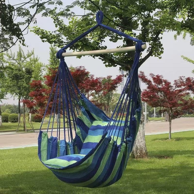 Outdoor Garden Swings Half-wrapped Canvas Hammock Chair Indoor Stress Reduction Hanging Chair Leisure Garden Chair