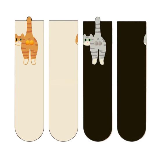 Cute Cat Socks with Balls for Women 3D Funny Cat Socks with Fuzzy Balls Novelty Animal Crew Cotton Sock for Cats Lovers