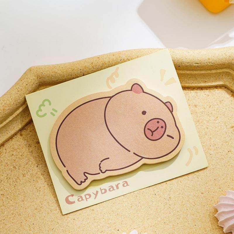 1 Piece Adhesive Kawaii Cartoon Capybara Animals Notes Notepad Memo Pad Office School Supplies Stationery Sticker