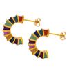 Retro French Minimalist Colorful C-Shaped Knuckle Earrings - Titanium Steel for Women