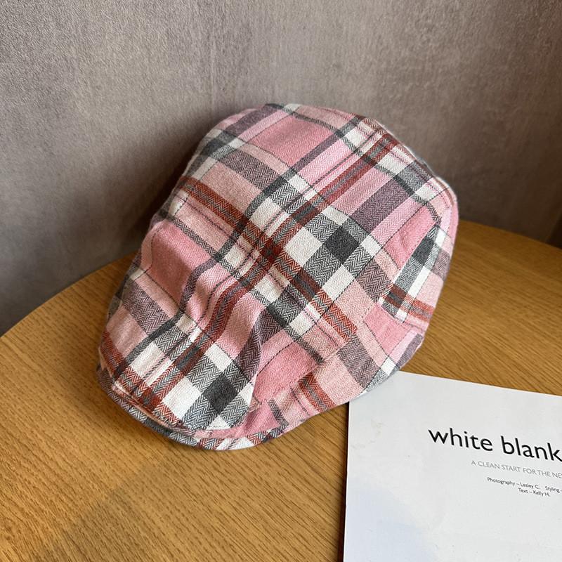 Dopamine Fashion Plaid Newsboy Cap For Women Spring Summer Sun Protection