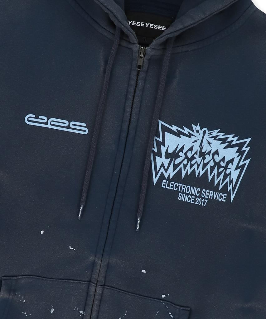 Yeseyesee Y.E.S Painted Zip-Up Hoodie Navy