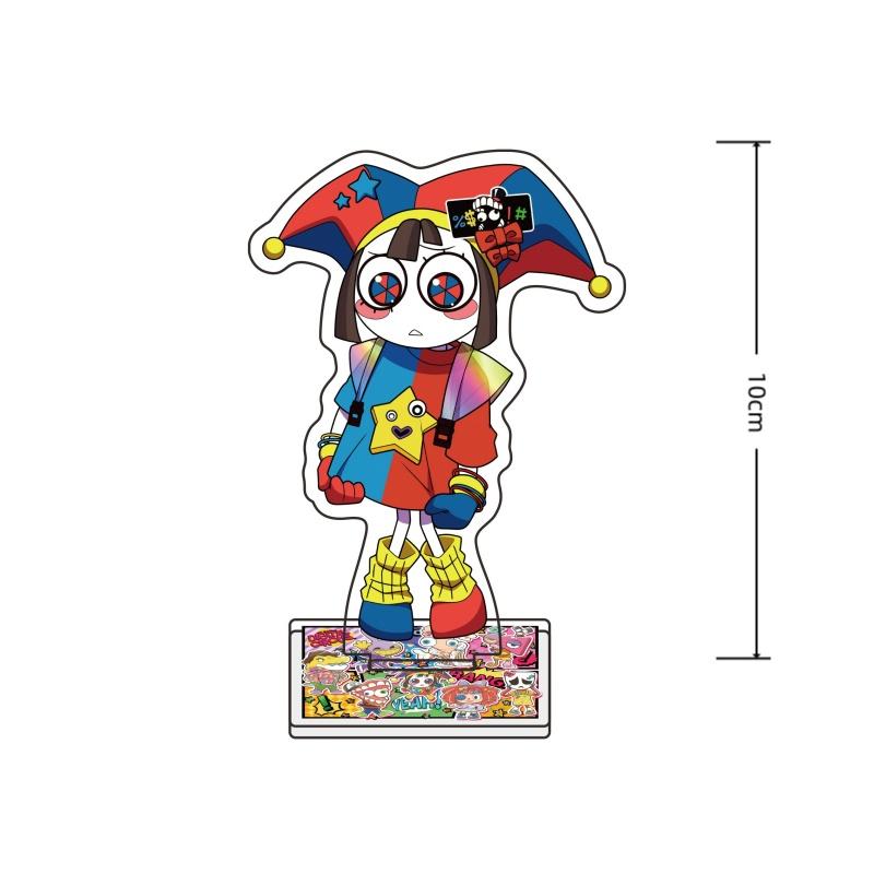 Digital Theme Cartoon Acrylic Stand Keychain Purple Bunny Red Nose Clown Desk Decor Cute Collectible Toy Gift for Fans