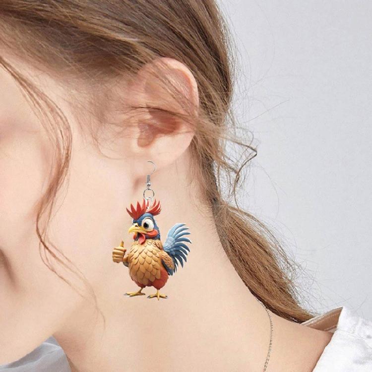 Eye catching Acrylic Chicken Drop Earrings Ear Studs Jewelry for Party Nights
