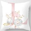 White Pink Alphabet Pillowcase Letter A-Z Flower Pillow Cover Sofa Cushion Cover Home Decor Pillow Cover