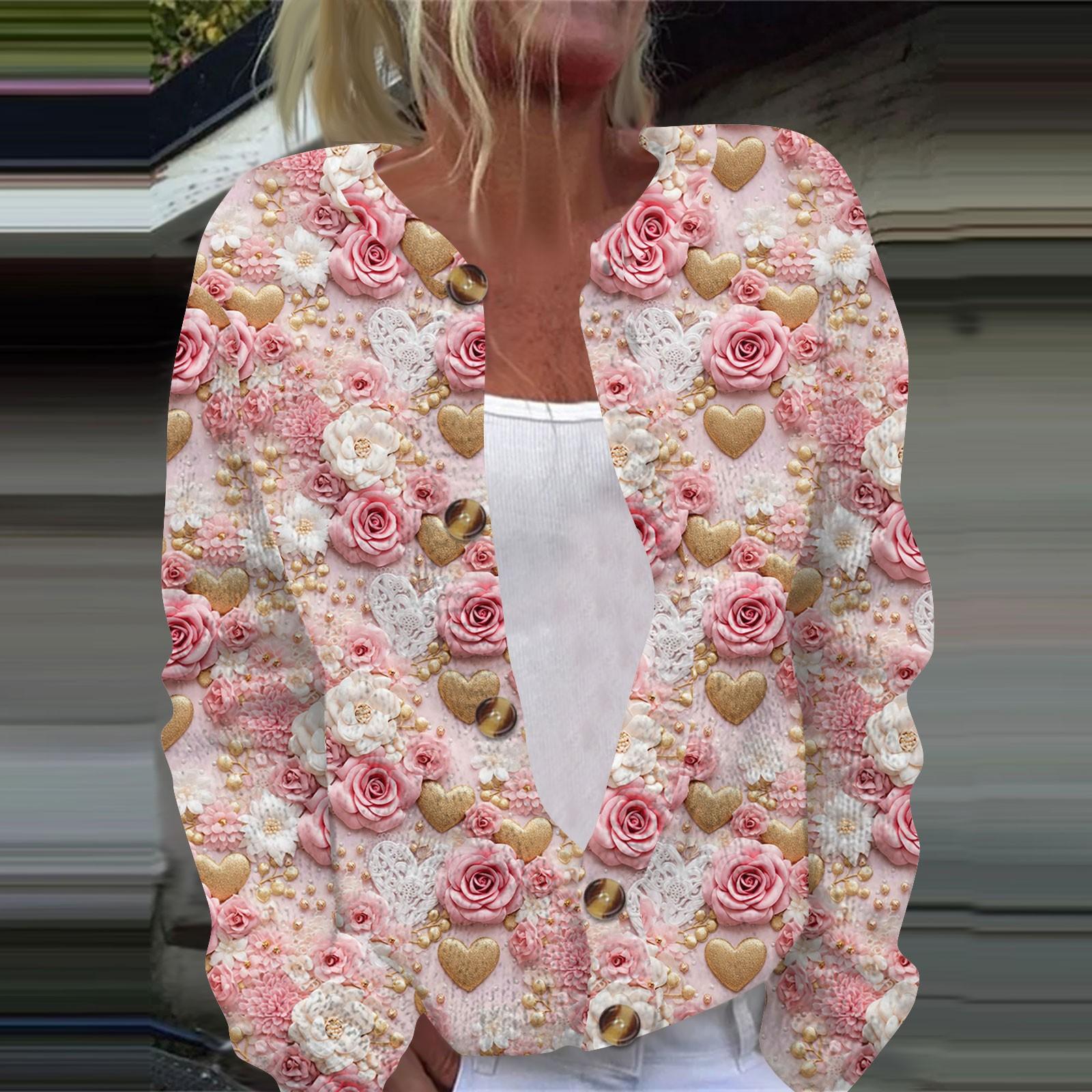 

Женская повседневная мода с принтом, длинный рукав, кардиган, куртка на пуговицах XL киноварь