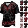 Men's V-Neck Halloween Novelty Printed T-Shirt for Holiday Party and Casual Wear