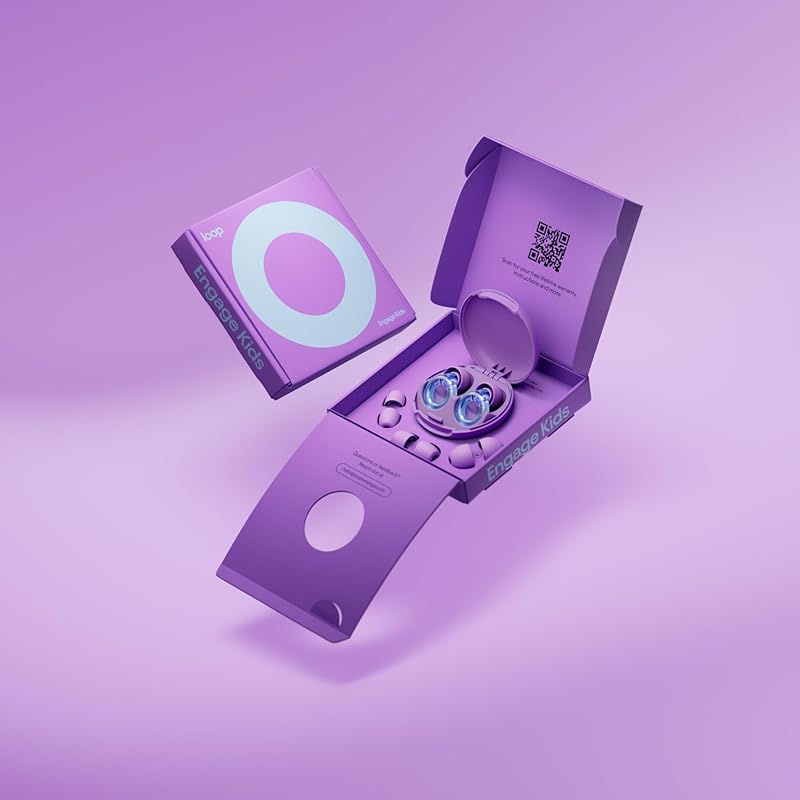 Loop Engage Kids 2 Earplugs for children (6 to 12 years old) – reusable earplugs for kids | Earplugs for kids to improve concentration, relieve