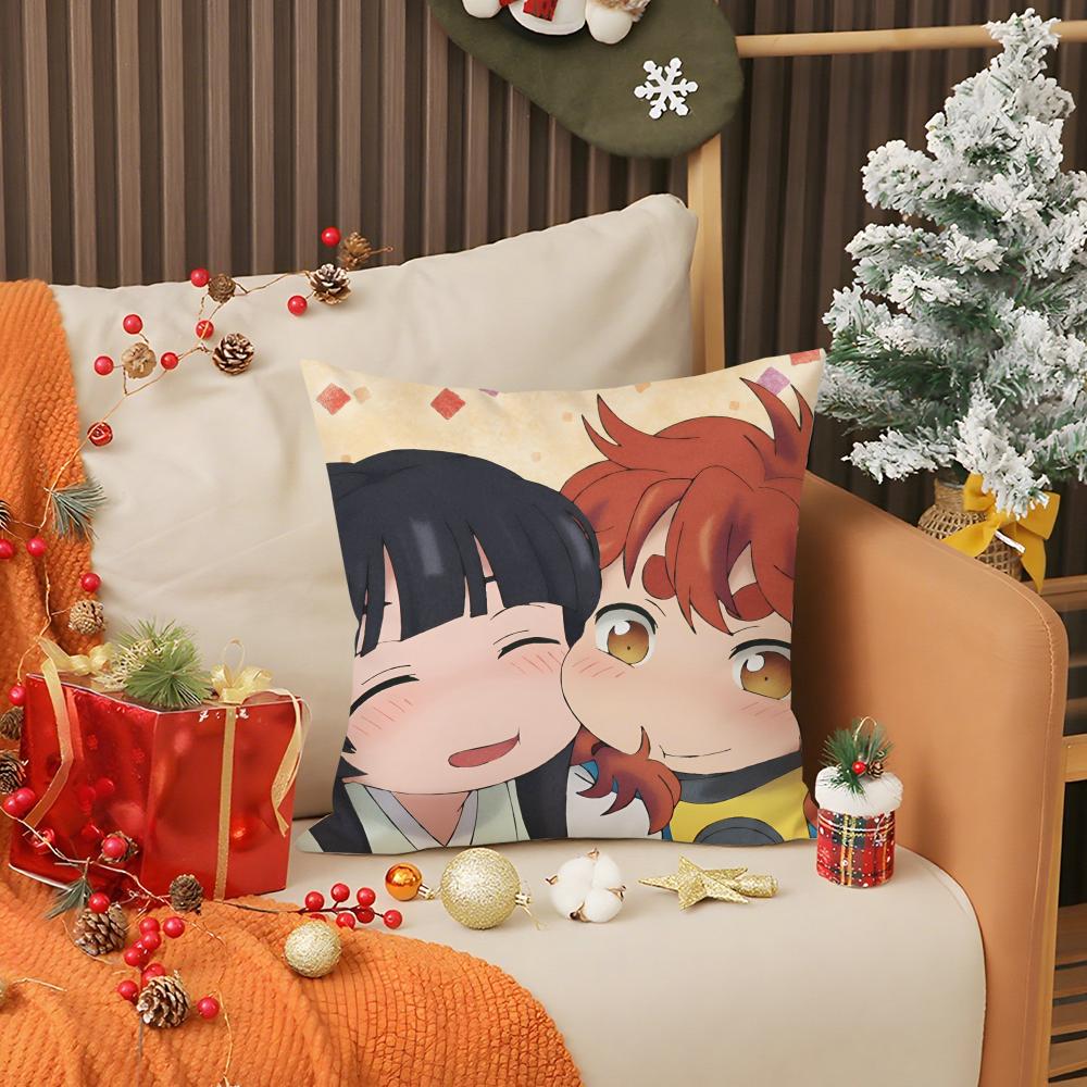 Kwaii Anime Hakumei and Mikochi Pillow Case Anti-dustmite Pillow Invisible zipper silky short plush Sofa cushion cover