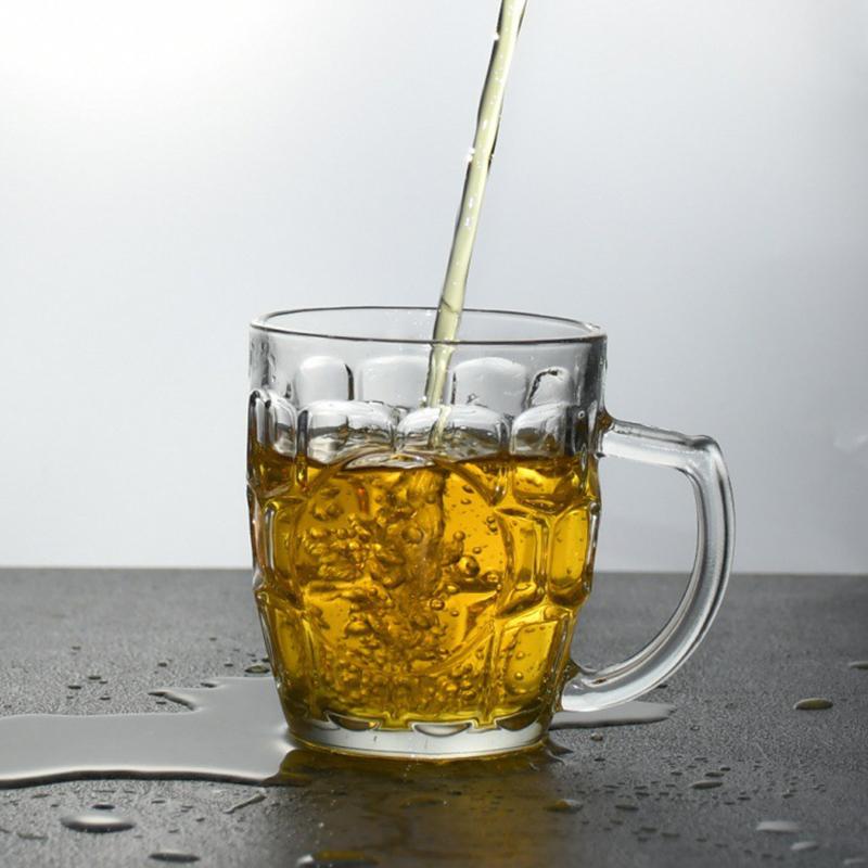 260ml Beer Mugs Glass Cup for Bar Household Restaurant Creative Glasses Drinking with Handle Whiskey Glass Transparent Juice Cup