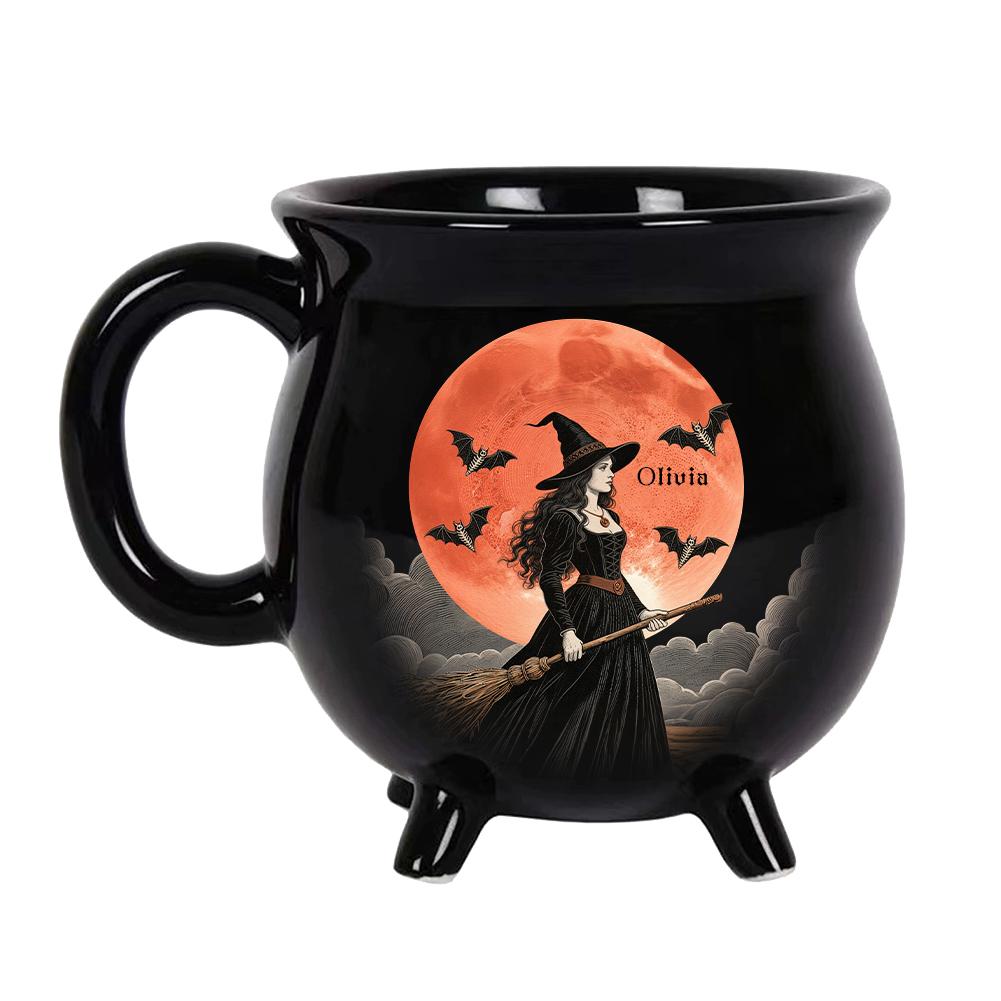 

350ml Large Capacity Witch Cup with Handle Pure Black Magic Potion Crucible Mug Halloween Themed Desktop Decoration 301-400ml чорний