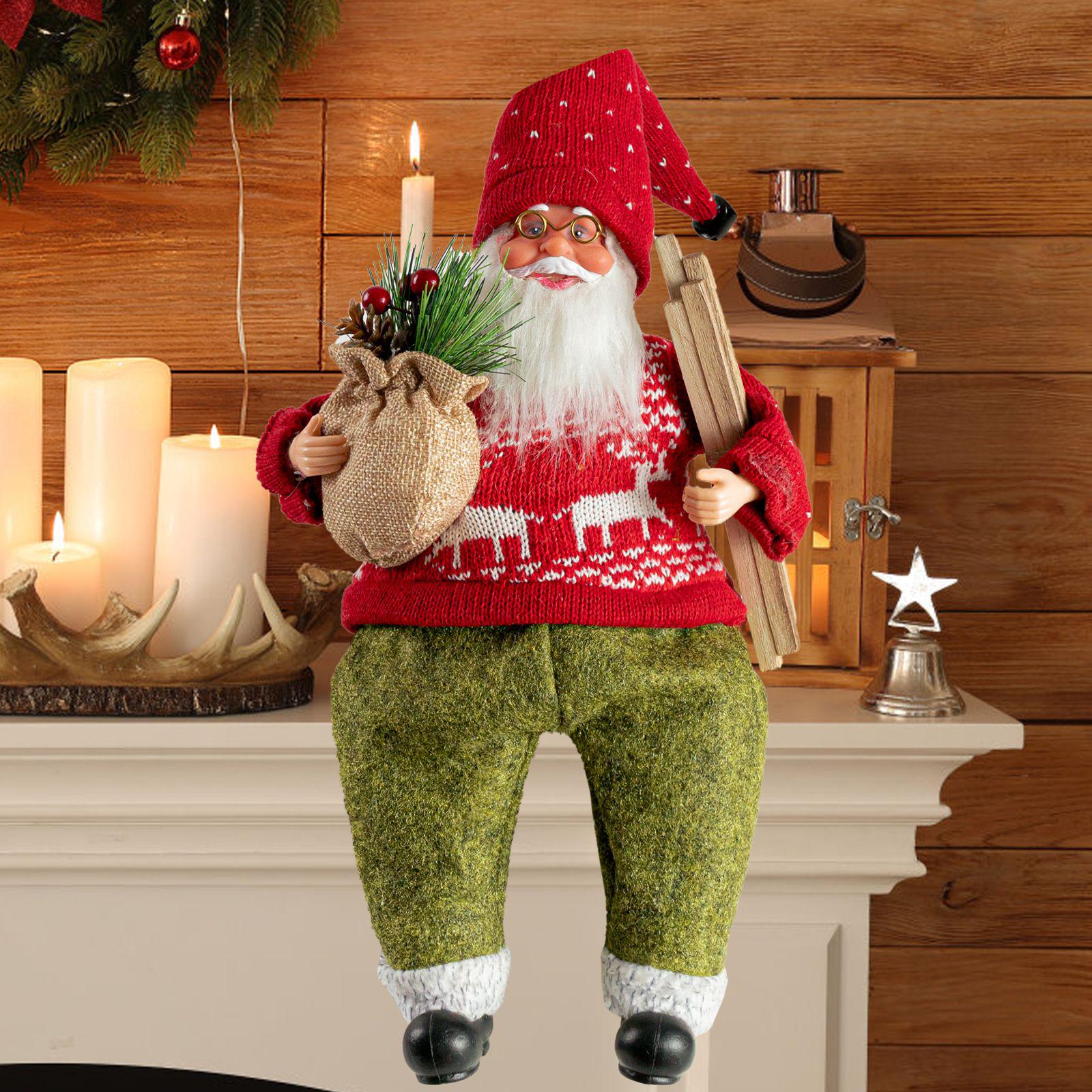 

12-дюймова лялька Санта Клауса, що сидить - Різдвяний дисплей та подарунок