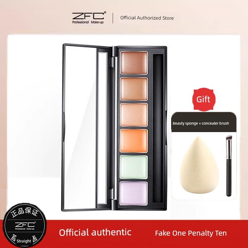 Zfc Six-Color Concealer for Contouring, Long-Lasting Oil Control, Natural Makeup To Cover Facial Spots, Acne Marks, and Dark Circles, Genuine Product