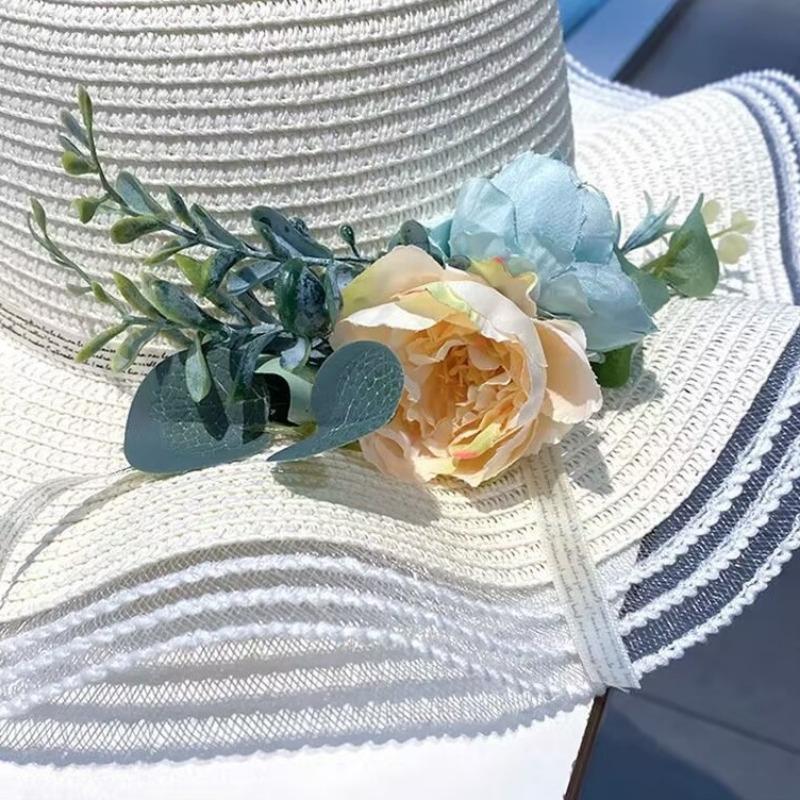 Early spring new beach travel sunscreen hat fashionable flower summer UV protection sunshade straw hat