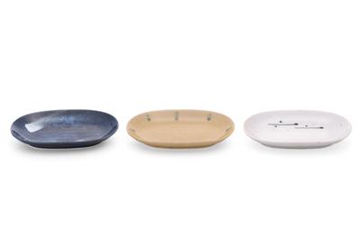 Yamago Ceramic Plate, Tableware, Oval Plate, Serving Plate, Oval Side Dish Set, Mino Ware, Food Color, Oval Plate (Set of 3 Patterns)