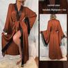 Elegant Black Lace-Trim Plus Size Robe with Belt – European & American Style Nightgown