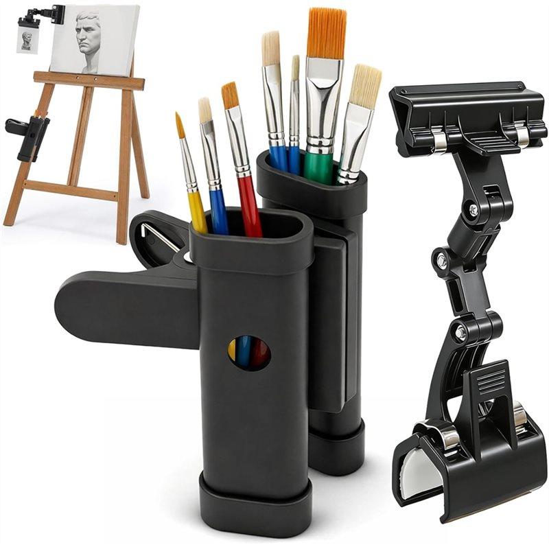 Premium-Paint Brush Clip Holder Copy Function, Metal Easel Mount, 360° Rotation Paper Document Sign Support For Typing, Clamp In