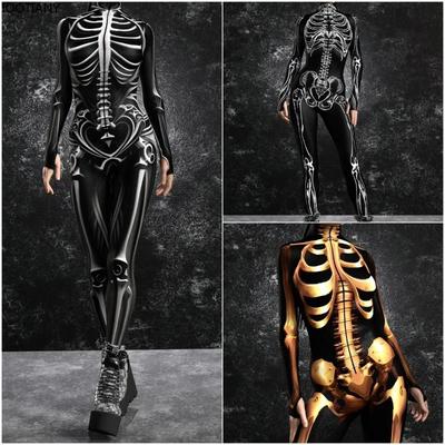 Halloween Skelett Jumpsuit Kinder Erwachsene Geist Cosplay Punk Bodysuit Unisex Zombie Party Zentai Anzug Festival Sexy Radfahren Catsuit