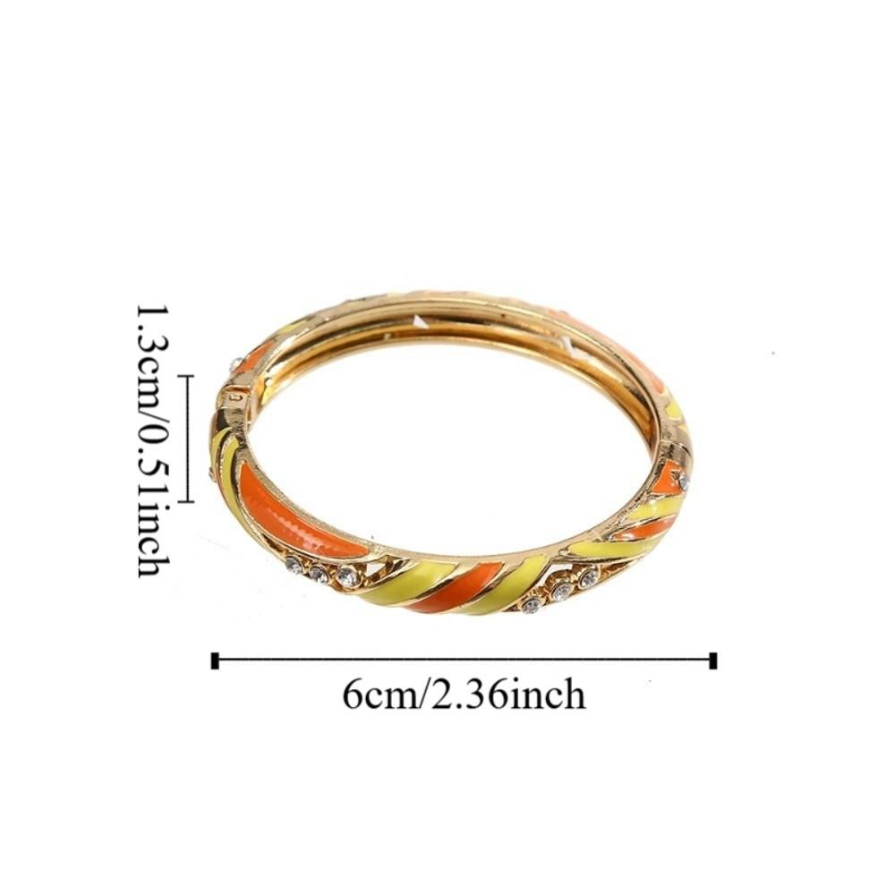 Colorful Enamel Cloisonne Bracelet Dainty Rhinestone Inlay Oil Dipping Cuff Women