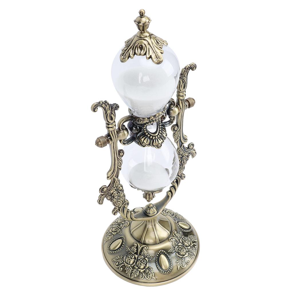 30 Minute Hourglass Antique Metal Sand Clock Vintage Engraved Sandglass Sand Timer for Home Salon Spa Meditation Desk Decor