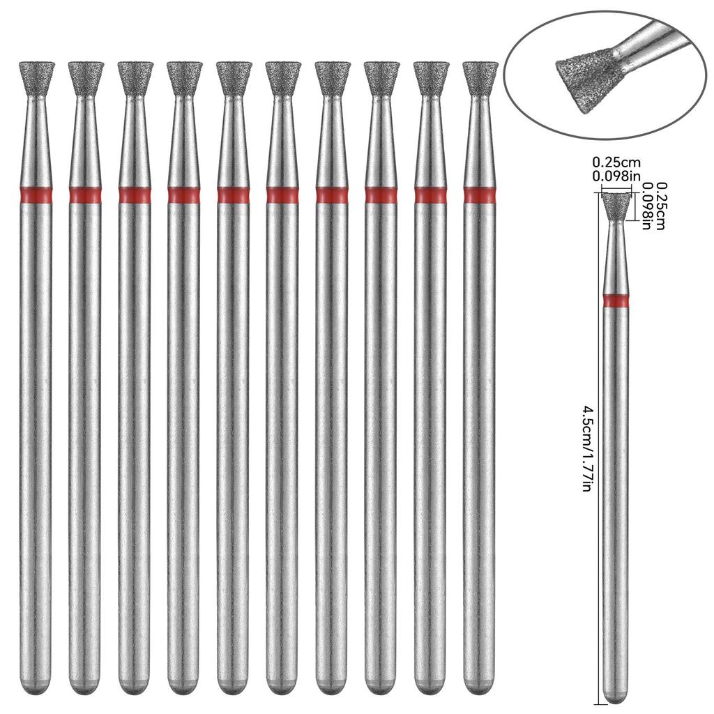 10PCS Diamond Nail Drill Bit Set Electric Milling Cutters For Manicure Rotary Burr Cuticle Clean Manicure Drill Accessories